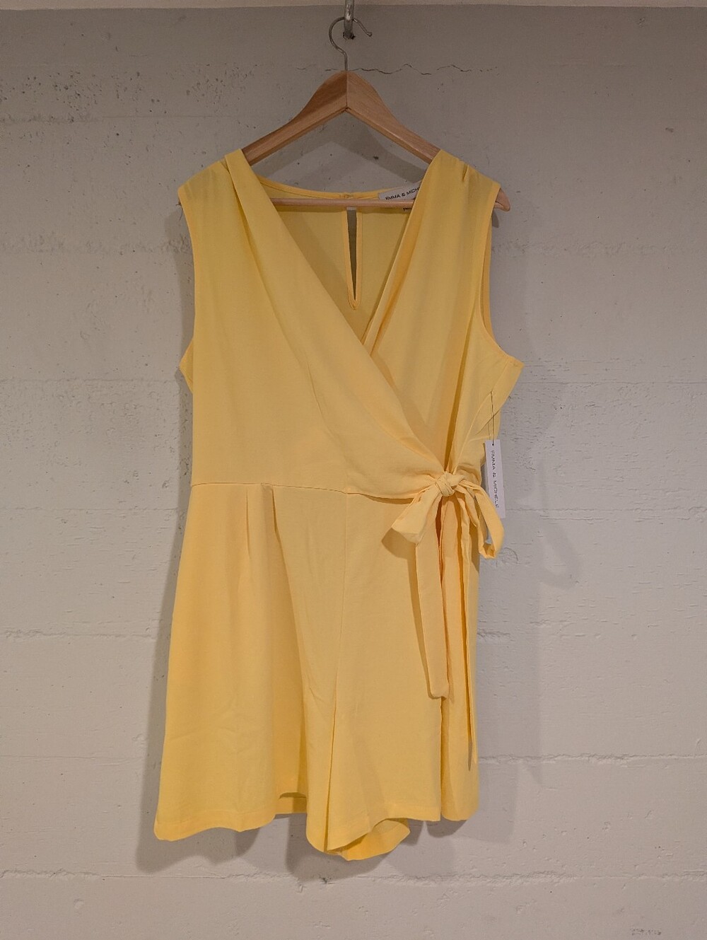 Emma & Michele Yellow Wrap Romper NWT Boho Resort Summer Vacation Coastal XL